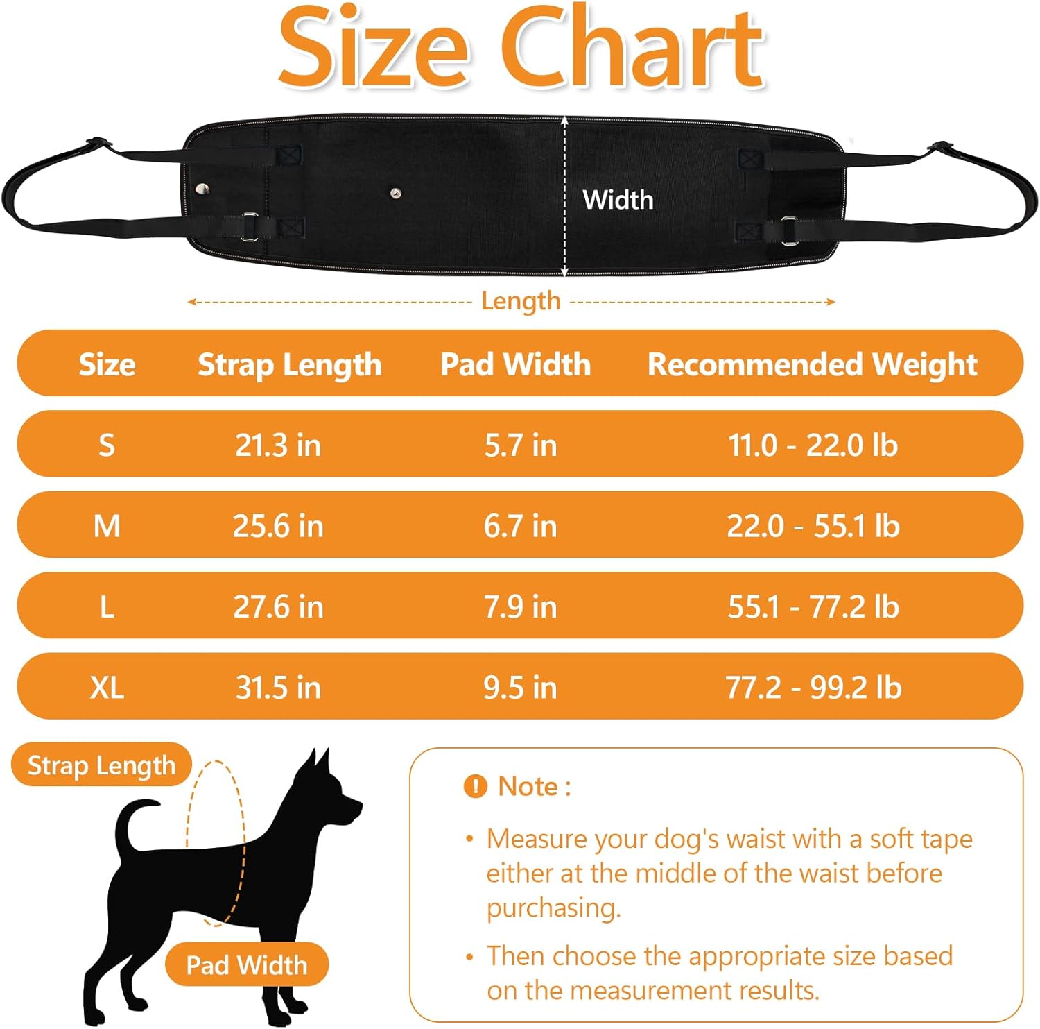 Dog Lift Harness Dog Sling for Large Dogs, Portable Dog Carrier Sling for Back Legs, Ajtable Hip Support Harness for Weak Rear Leg, Assist Senior Disabled Joint Injuried and After ACL - Image 3