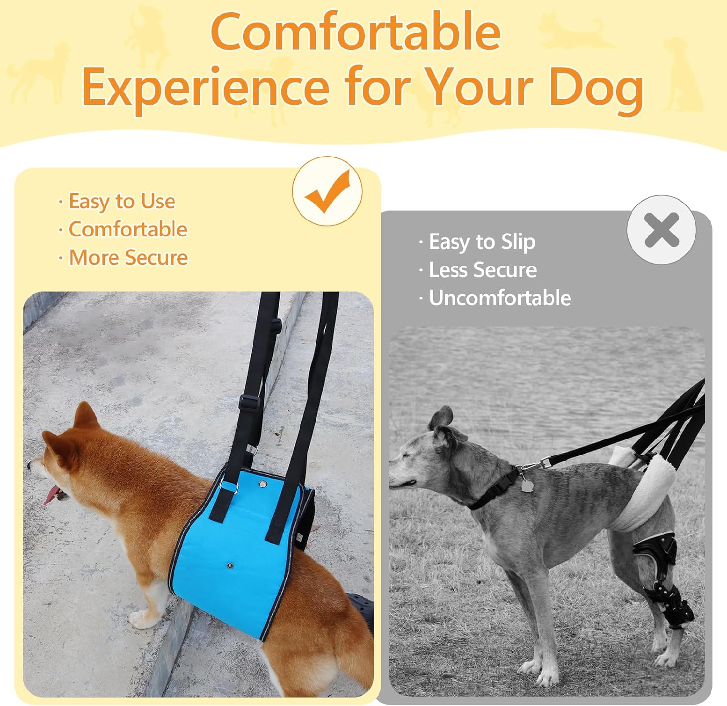 Dog Lift Harness Dog Sling for Large Dogs, Portable Dog Carrier Sling for Back Legs, Ajtable Hip Support Harness for Weak Rear Leg, Assist Senior Disabled Joint Injuried and After ACL - Image 5