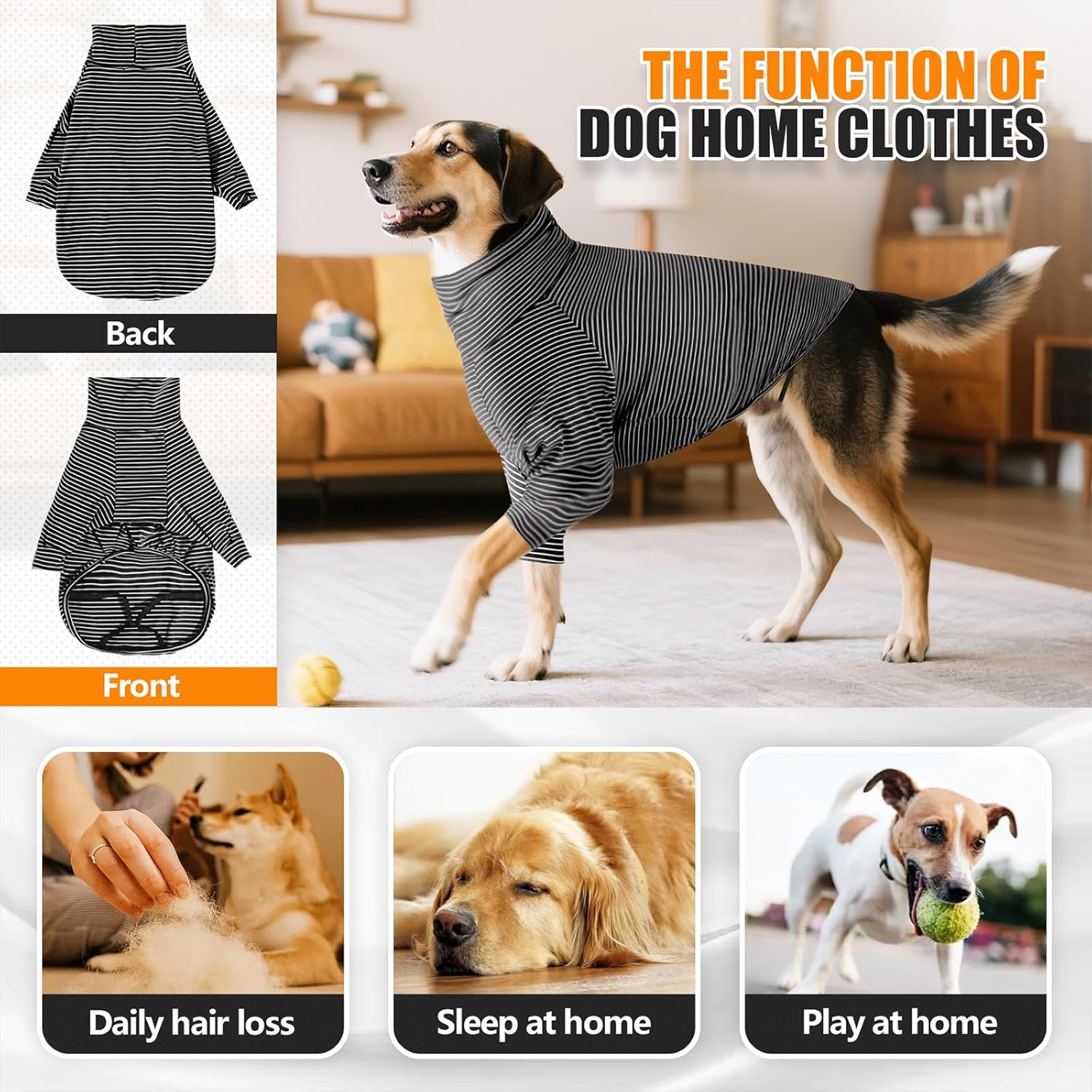 Recovery Suit for Dogs After Surgery Female Male Dog Onesie Neuter Spay Body Suit with Sleeve for Small Medium Large Dogs, Pet Pajama Clothes Anti Licking Surgical Wound Cone Alternative Black - Image 2
