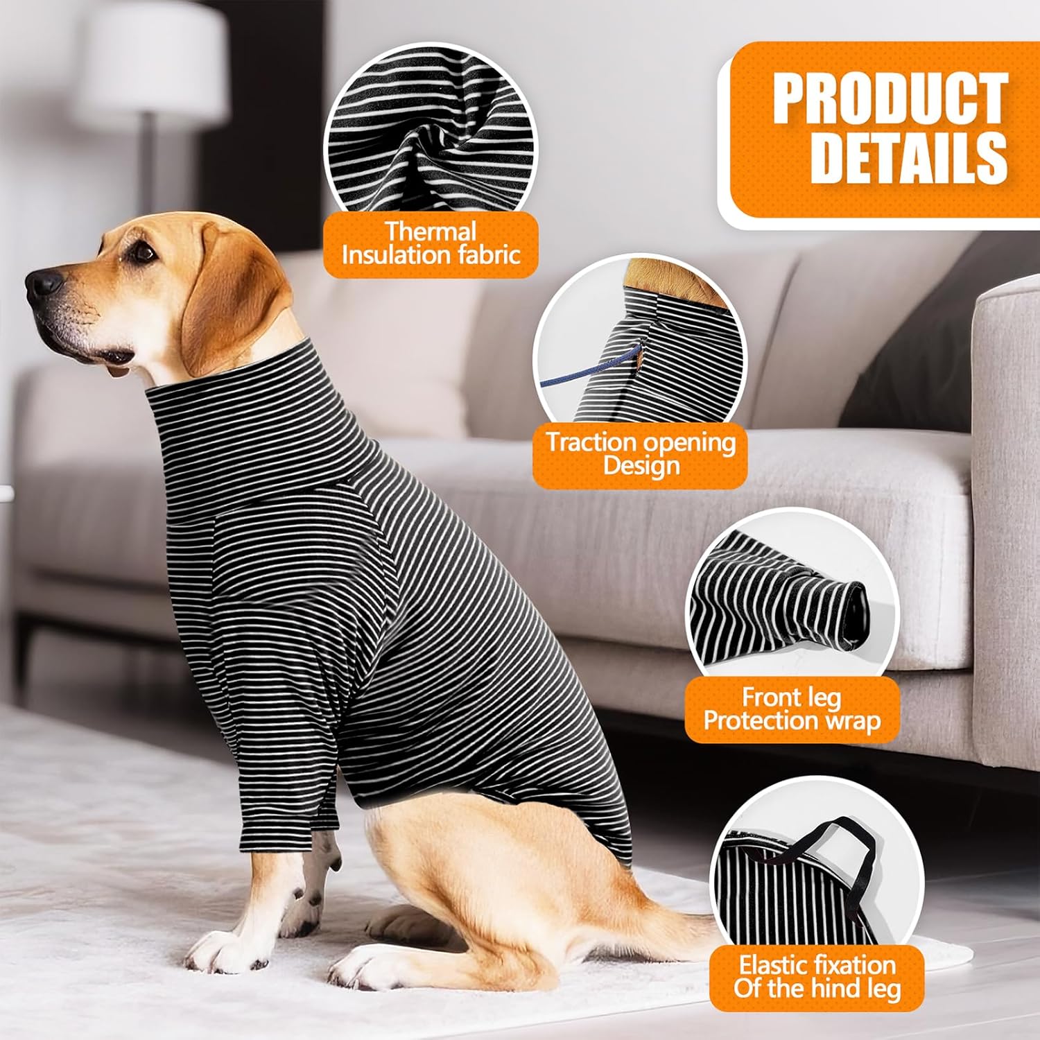 Recovery Suit for Dogs After Surgery Female Male Dog Onesie Neuter Spay Body Suit with Sleeve for Small Medium Large Dogs, Pet Pajama Clothes Anti Licking Surgical Wound Cone Alternative Black - Image 4