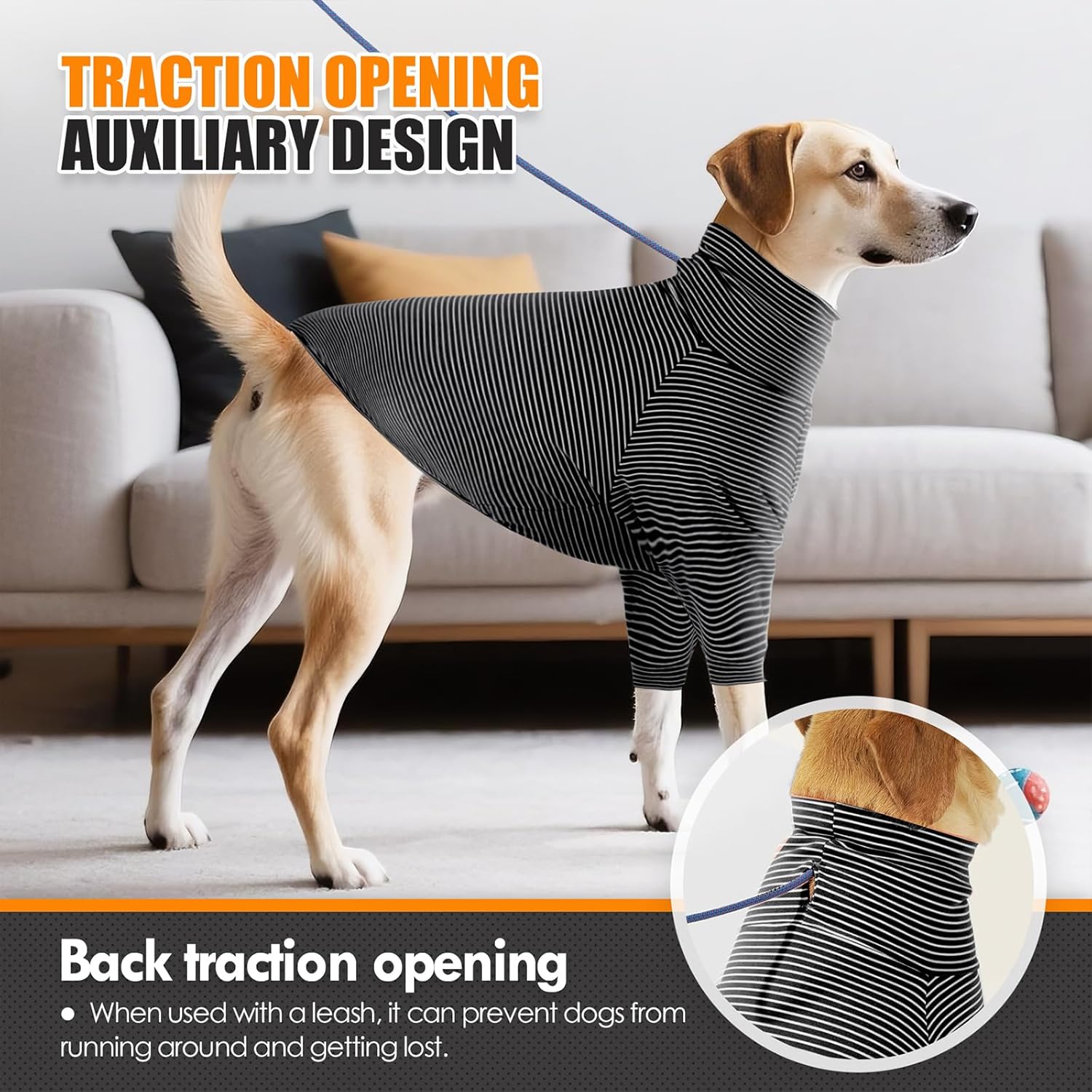 Recovery Suit for Dogs After Surgery Female Male Dog Onesie Neuter Spay Body Suit with Sleeve for Small Medium Large Dogs, Pet Pajama Clothes Anti Licking Surgical Wound Cone Alternative Black - Image 5