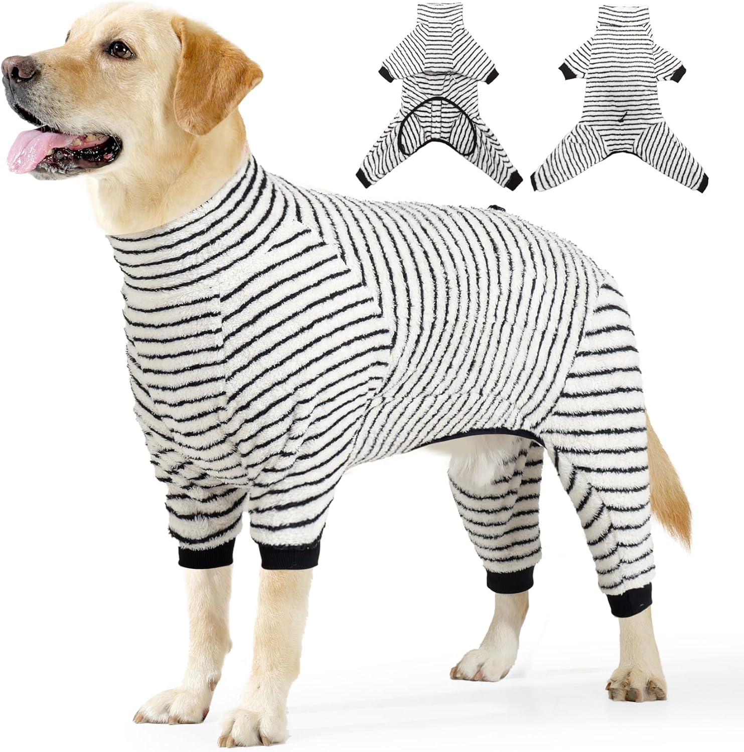 Dog Winter Coat Sweater Dog Clothes Soft Fleece Pullover Pajamas, Dog Cold Weather Coats Warm Windproof Fullbody Jumpsuit Fleece Onesie for Dogs, Thick Pet Snowsuit Christmas Black - Image 1