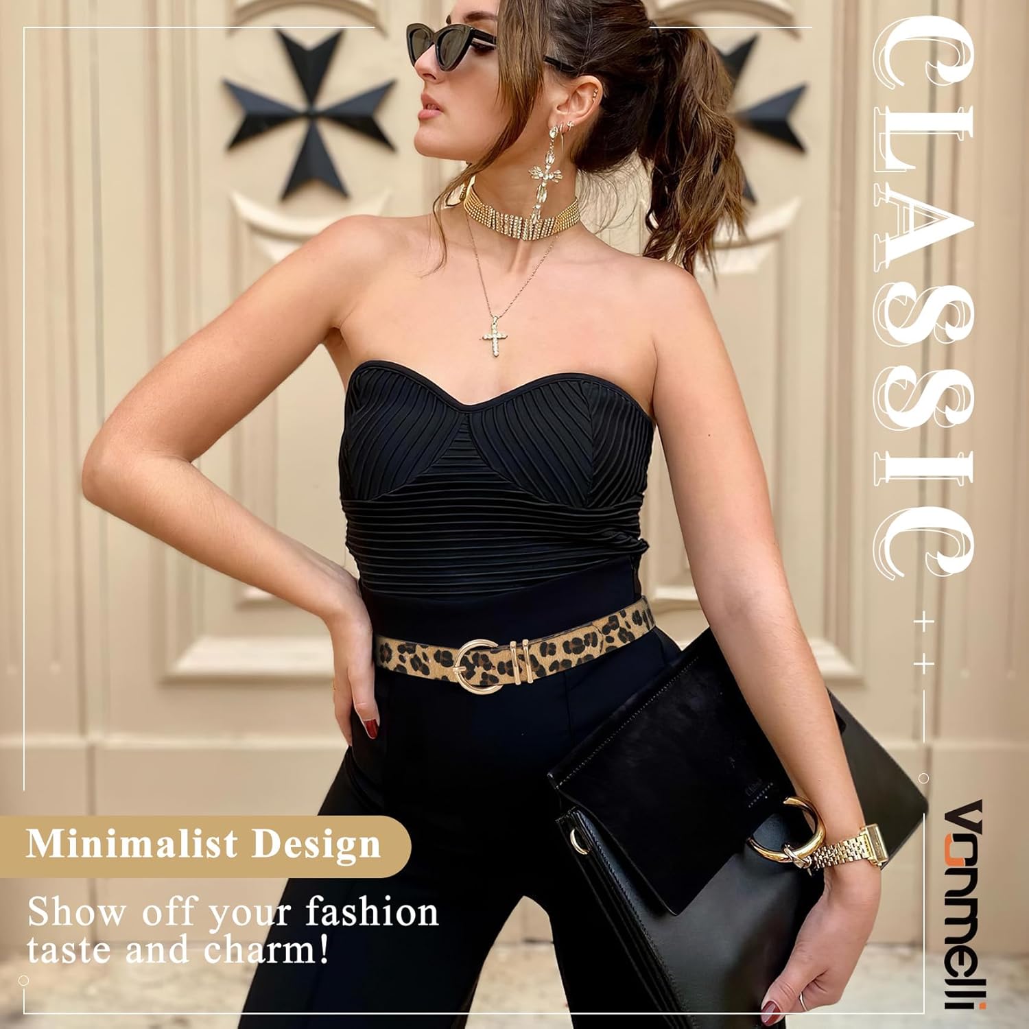 3 Pack Women's Leather Belts for Jeans Dresses Ladies Waist Belt with Fashion Gold Buckle - Image 3