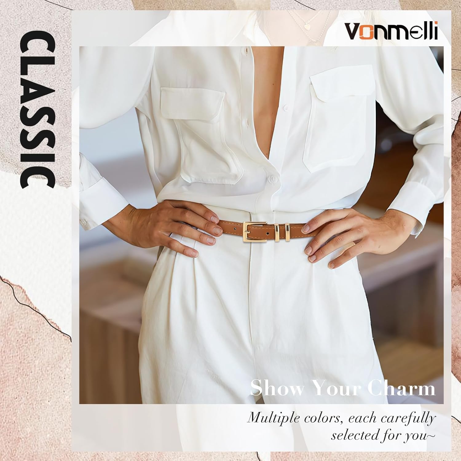 Leather Thin Belts for Women, Fashion Women's Skinny Belts Thin Ladies Belts for Jeans Dress Pants - Image 4