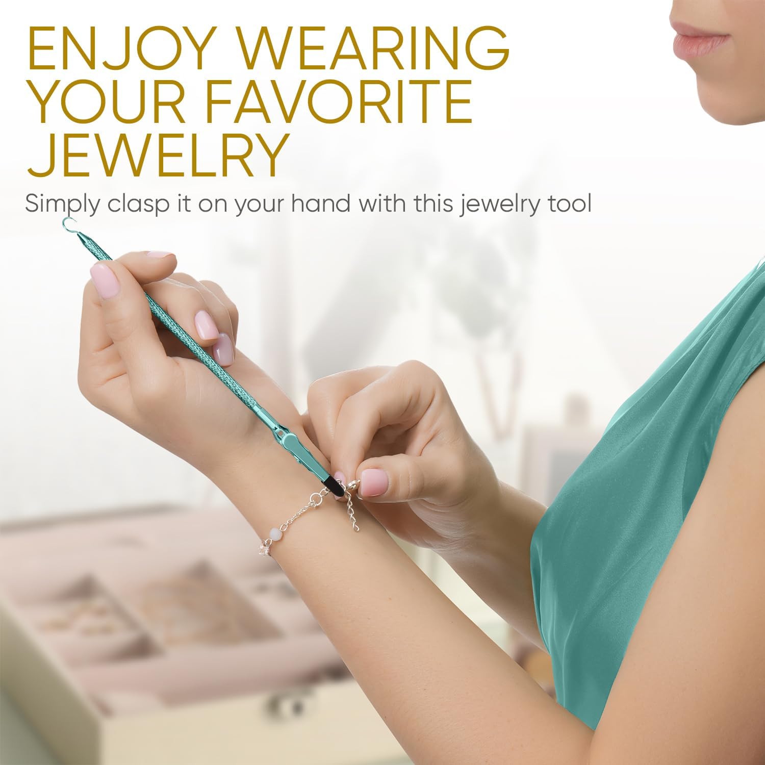 Bracelet Helper Tool with Hook - Fastener Helper Tool for Bracelet, Necklace, Jewelry, Watch - Silver, Teal, Emerald, Bundle - Image 6