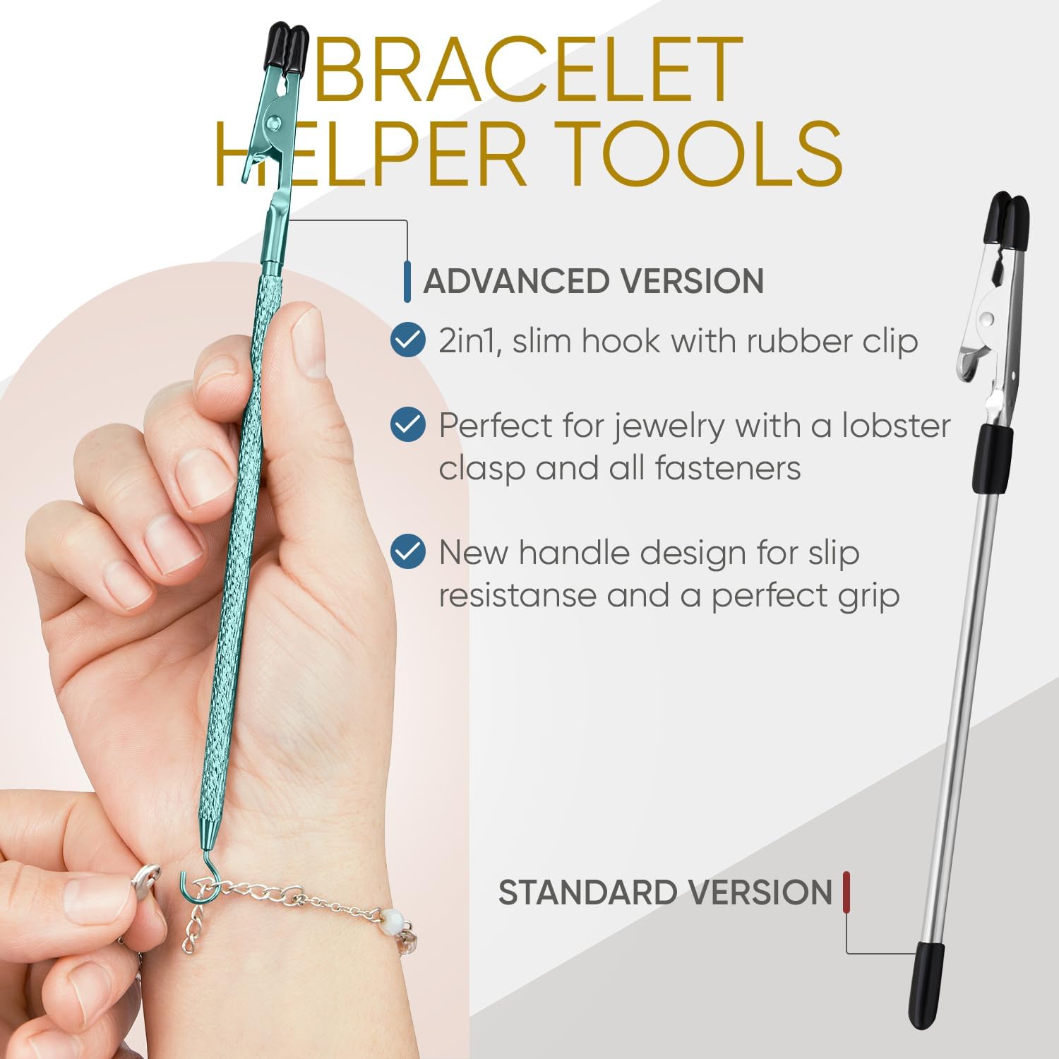 Bracelet Helper Tool with Hook - Fastener Helper Tool for Bracelet, Necklace, Jewelry, Watch - Silver, Teal, Emerald, Rose, Bundle - Image 5