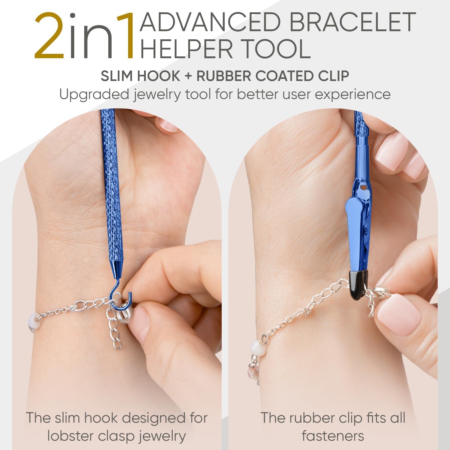 Bracelet Helper Tool with Hook - Fastener Helper Tool for Bracelet, Necklace, Jewelry, Watch - Blue, Gold, Bundle - Image 3