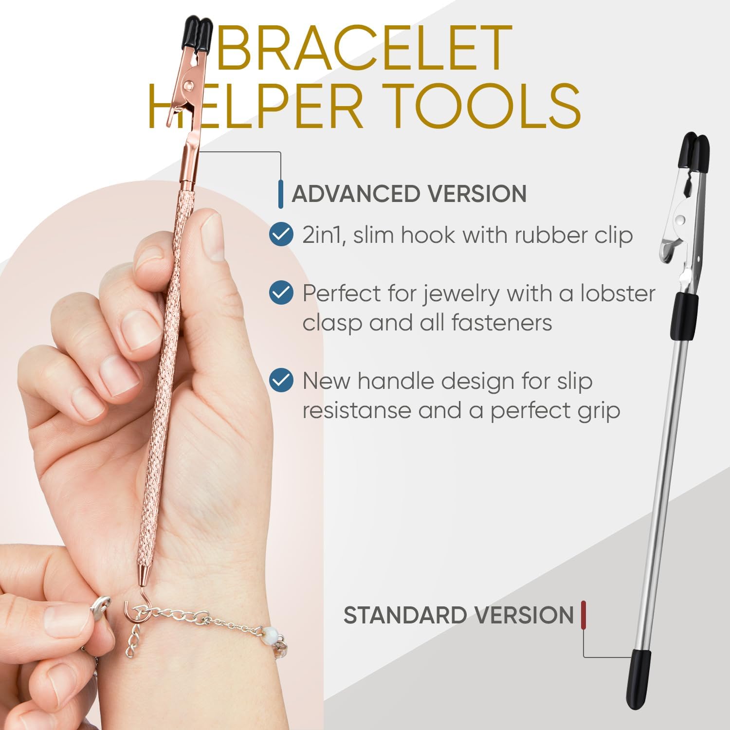 Bracelet Helper Tool with Hook - Fastener Helper Tool for Bracelet, Necklace, Jewelry, Watch - Silver, Rose, Gold, Teal, Bundle - Image 3