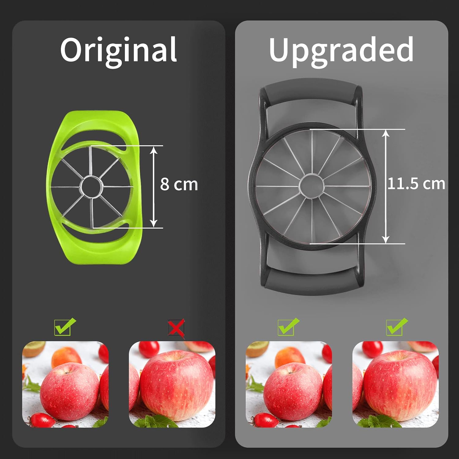 Apple Slicer, [Upgraded] 12-Slice Apple Slicer and Corer, Heavy Duty Stainless Steel Apple Cutter, Divider, Wedger with Ultra-Sharp Blade & Ergonomic Grip Handle for Pears and More - Image 2