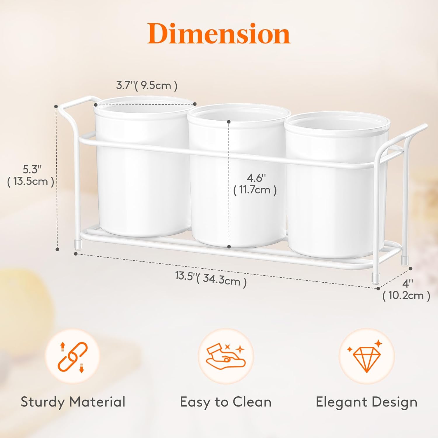 Plastic Silverware Caddy with Metal Rack, Utensil Holder for Party, Cutlery Flatware Organizer for Kitchen Countertop, Forks Spoons Knives Storage for Picnic Camping Outdoor Buffet, White - Image 2