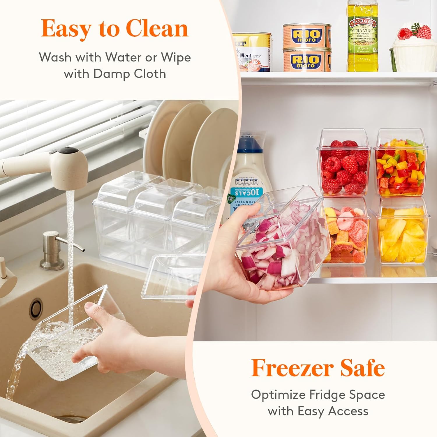 Taco Bar Serving Set for Party with 4 x 20 oz Containers, Ice Chilled Condiment Caddy Organizer, Garnish Serving Tray Platter for Mimosa Bar Accessories, Fruit, Salad, Food - Image 7
