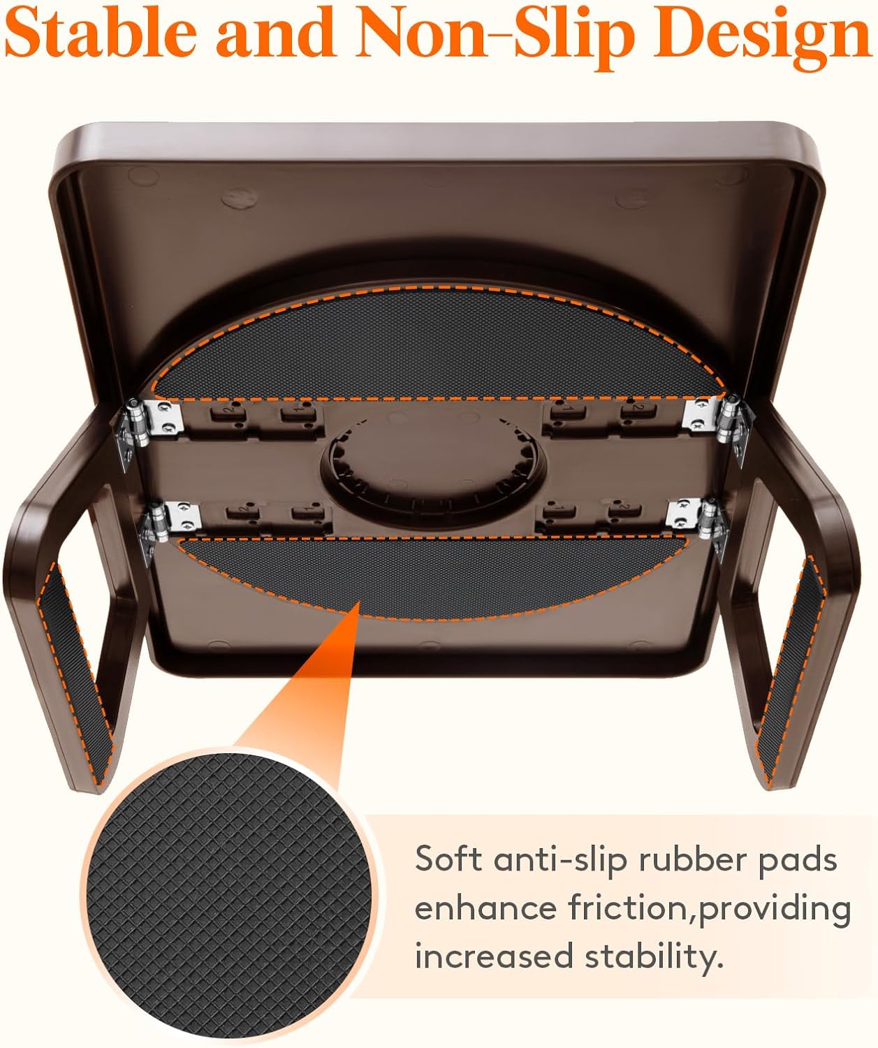 Plastic Rotating Couch Armrest Table, Adjtable Sofa Arm Clip Holder Tray for Snack/Fast Food/Fruit/Drink, Large Foldable Stable Sofa Table with Reinforced Clamp, Brown - Image 6