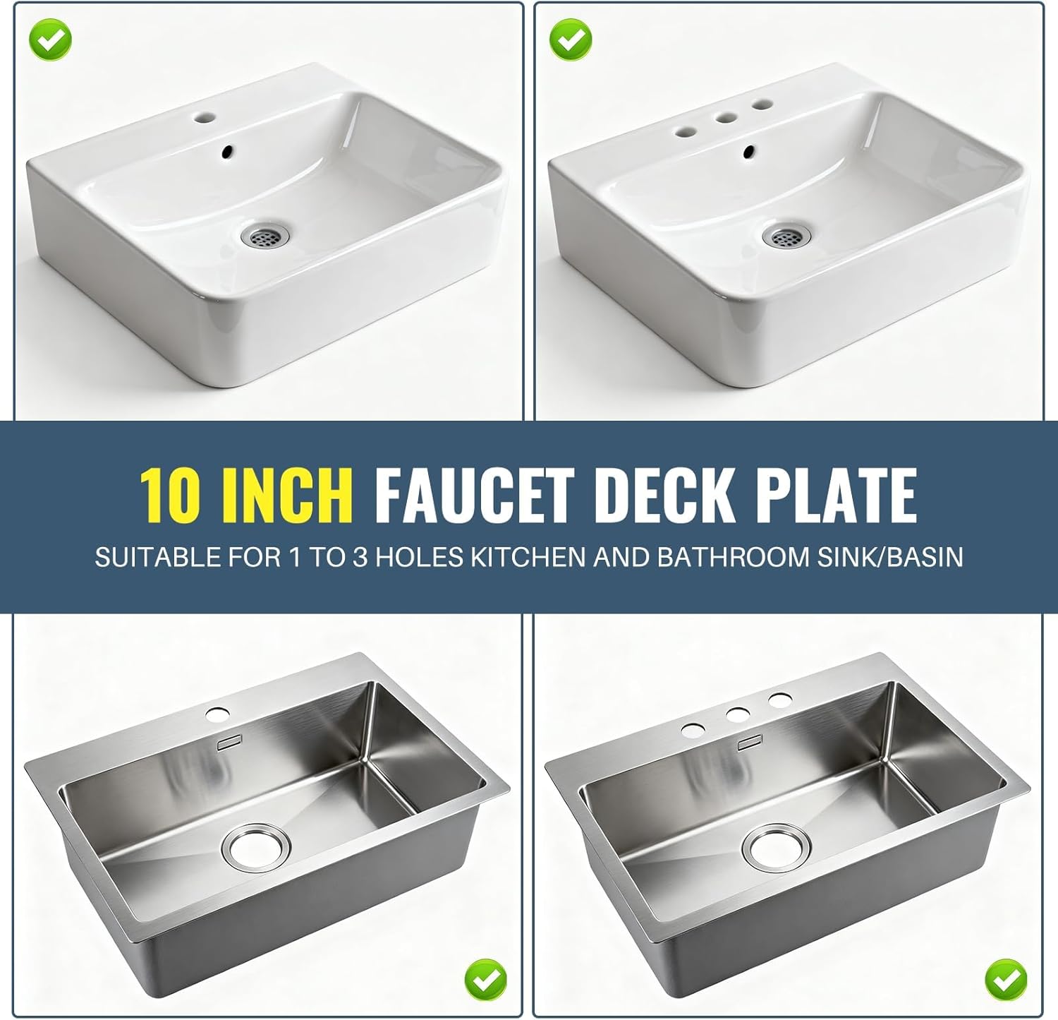 Faucet Plate, ALEASHA Kitchen Sink Cover Stainless Steel Plate for 1 or 3 Hole Bathroom or Kitchen Sink Faucet 10 Inch Escutcheon Hole Covers, Oil Rubbed Bronze - Image 8