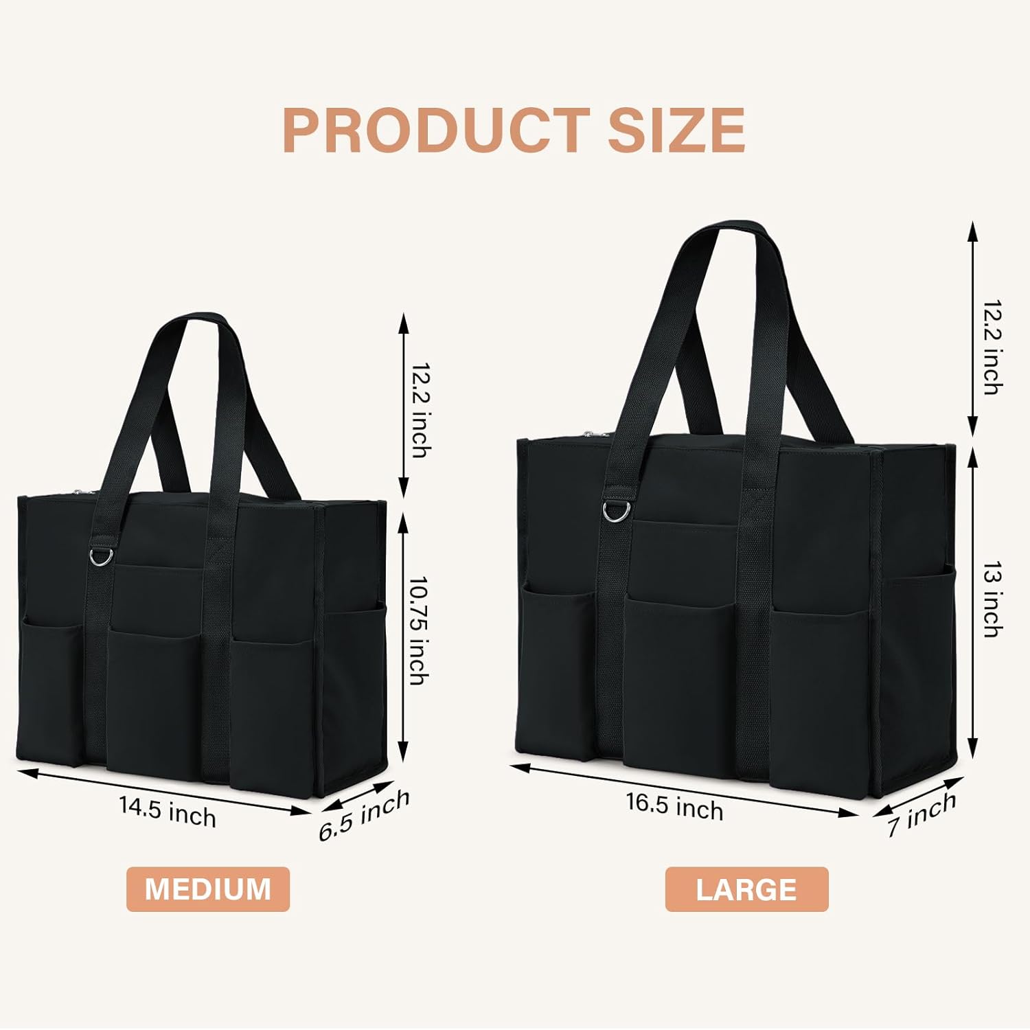 Large Tote Bag for Women Waterproof with 12 Pockets Top Zipper Closure Utility Teacher Nurse Bags for Work School - Image 5