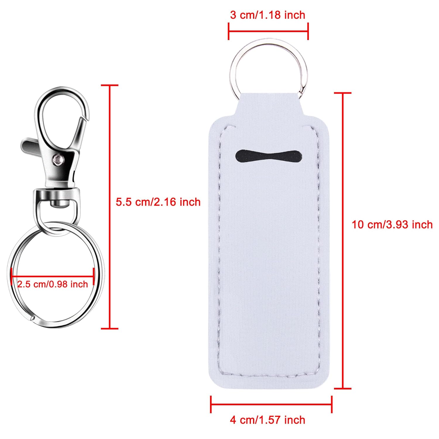 24 Pieces Chapstick Keychain Holder Lip Balm Holder Keychains Neoprene Lipstick Holder with 24 Pieces Metal Clip Cords for Purse Backpack - Image 3