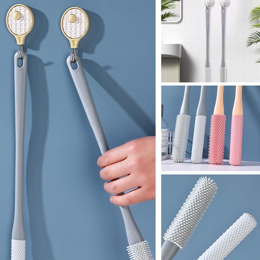 Toe Gap Cleaning Brush, Foot Back Scrubber in Shower, Long Handle Foot Bath Brush, Silicone Body Scrubber, Exfoliating for Men and Women (Gray) - Image 5