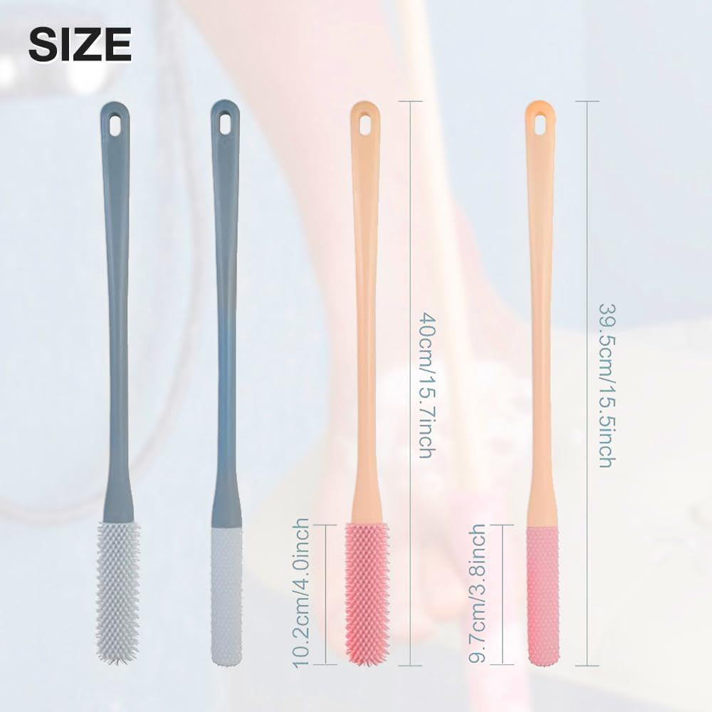 Toe Gap Cleaning Brush, Foot Back Scrubber in Shower, Long Handle Foot Bath Brush, Silicone Body Scrubber, Exfoliating for Men and Women (Gray) - Image 7