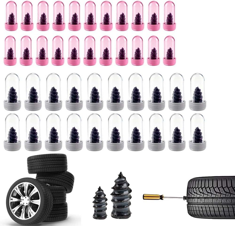 Tire Repair Rubber Nails Kit with 2 Sizes,2026 Tire Repair Tools for Car,Motorcycle,Bike,Tire Repair Screws,Screw in Tire Repair Plugs with Screwdriver (40PC) - Image 1