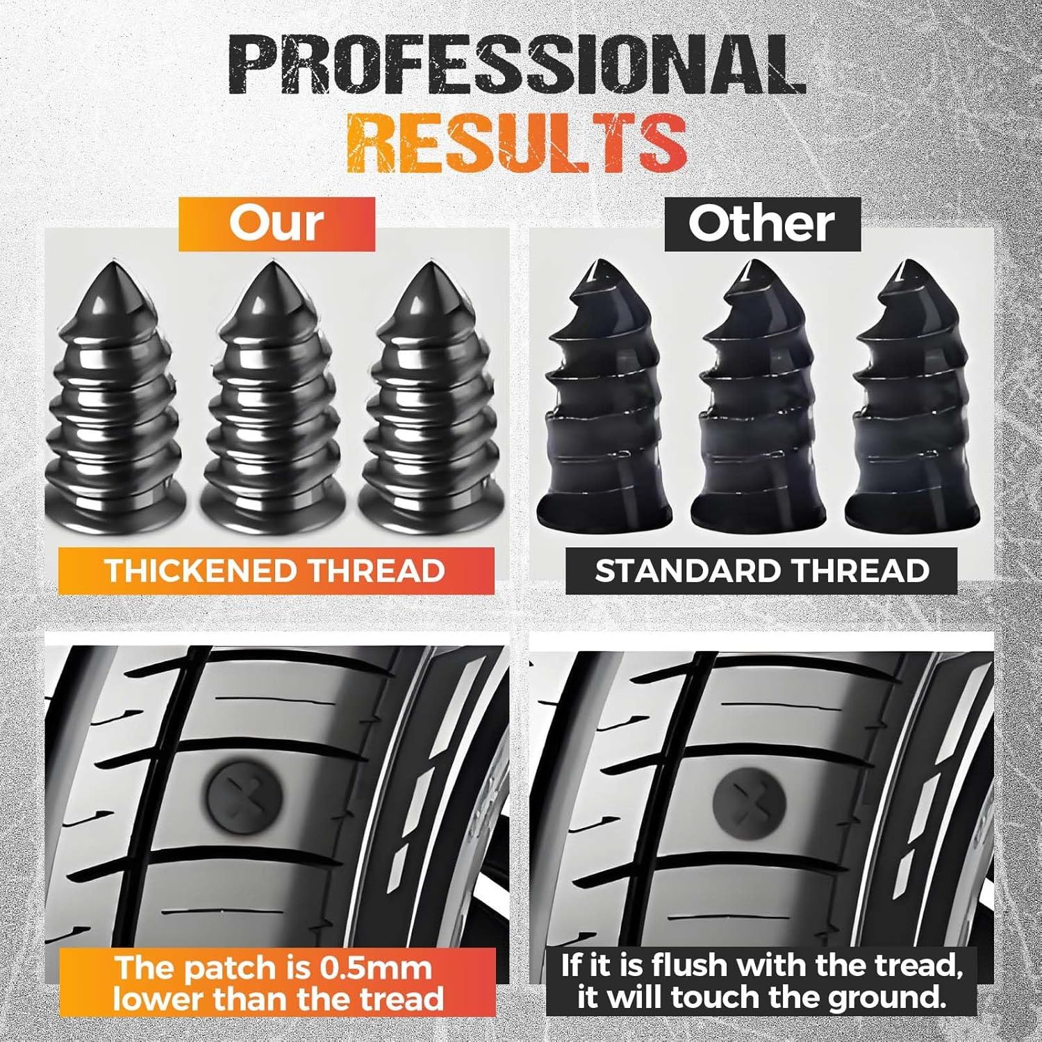 Tire Repair Rubber Nails Kit with 2 Sizes,2026 Tire Repair Tools for Car,Motorcycle,Bike,Tire Repair Screws,Screw in Tire Repair Plugs with Screwdriver (40PC) - Image 3