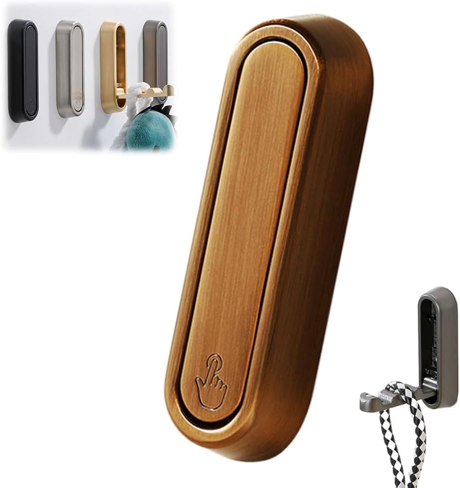 Folding Coat Hooks,Retractable Wall Closet Hooks,Heavy Duty Hook Bathroom Towel Hooks Robe Hooks Wall Mounted for Hanging Coat Towels Clothes (Brown) - Image 1