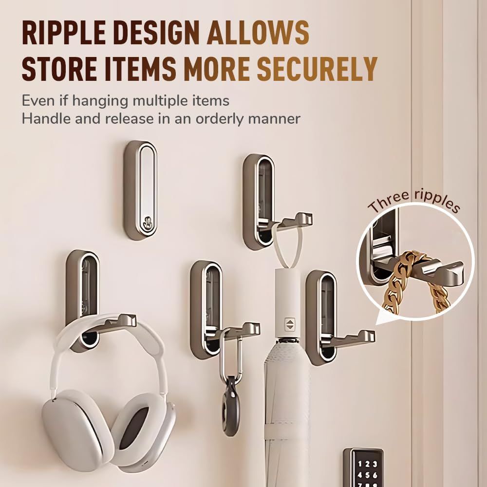 Folding Coat Hooks,Retractable Wall Closet Hooks,Heavy Duty Hook Bathroom Towel Hooks Robe Hooks Wall Mounted for Hanging Coat Towels Clothes (Brown) - Image 4