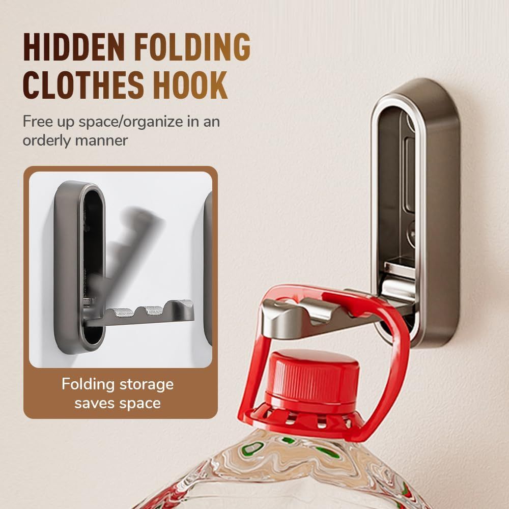 Folding Coat Hooks,Retractable Wall Closet Hooks,Heavy Duty Hook Bathroom Towel Hooks Robe Hooks Wall Mounted for Hanging Coat Towels Clothes (Brown) - Image 7