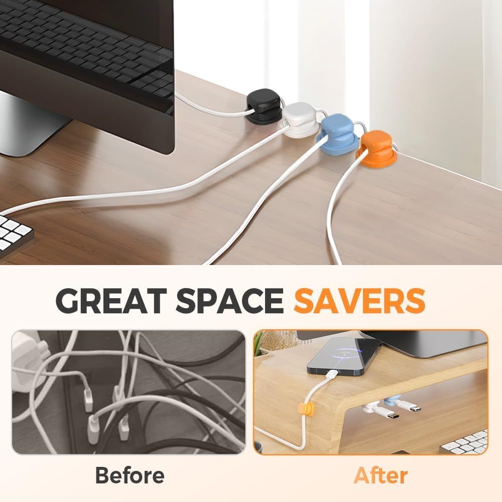 6 Pack Magnetic Cable Clips,2026 New Cord Holder for Nightstand,Magnetic Desk Cord Organizer,Adhesive Wire Holder Charger Holders for Desk,Nightstand,Phone Charger, Computer,Home,Office,Car (White) - Image 5