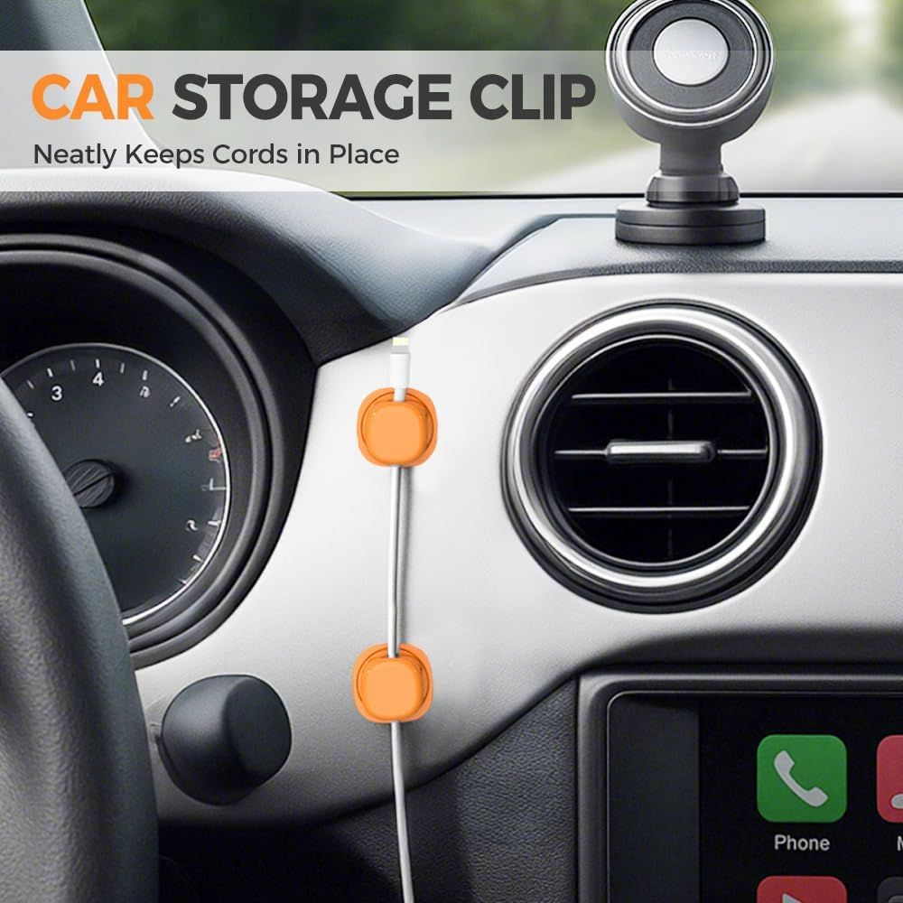 6 Pack Magnetic Cable Clips,2026 New Cord Holder for Nightstand,Magnetic Desk Cord Organizer,Adhesive Wire Holder Charger Holders for Desk,Nightstand,Phone Charger, Computer,Home,Office,Car (White) - Image 7