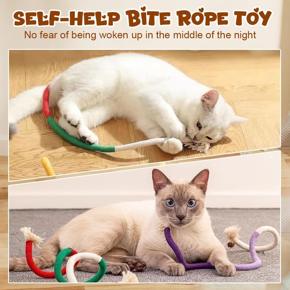 Cat Chew Rope Toy,Interactive Cat Toys for Indoor Cats,Catnip Toys for Bored Indoor Adult Cats,Cat Enrichment Toys,Teeth Cleaning Toy for Kittens All Breeds 23.6in (Purple) - Image 2