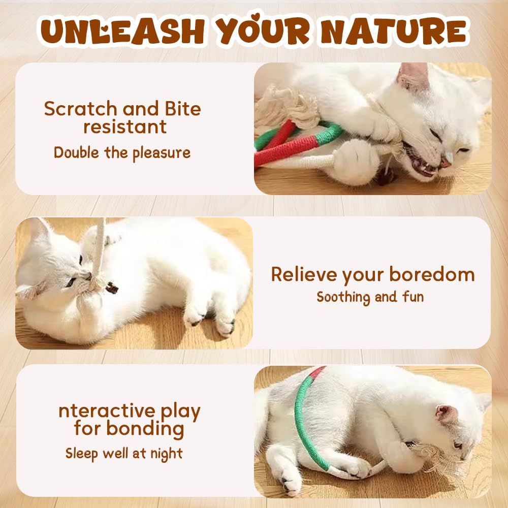Cat Chew Rope Toy,Interactive Cat Toys for Indoor Cats,Catnip Toys for Bored Indoor Adult Cats,Cat Enrichment Toys,Teeth Cleaning Toy for Kittens All Breeds 23.6in (Purple) - Image 7