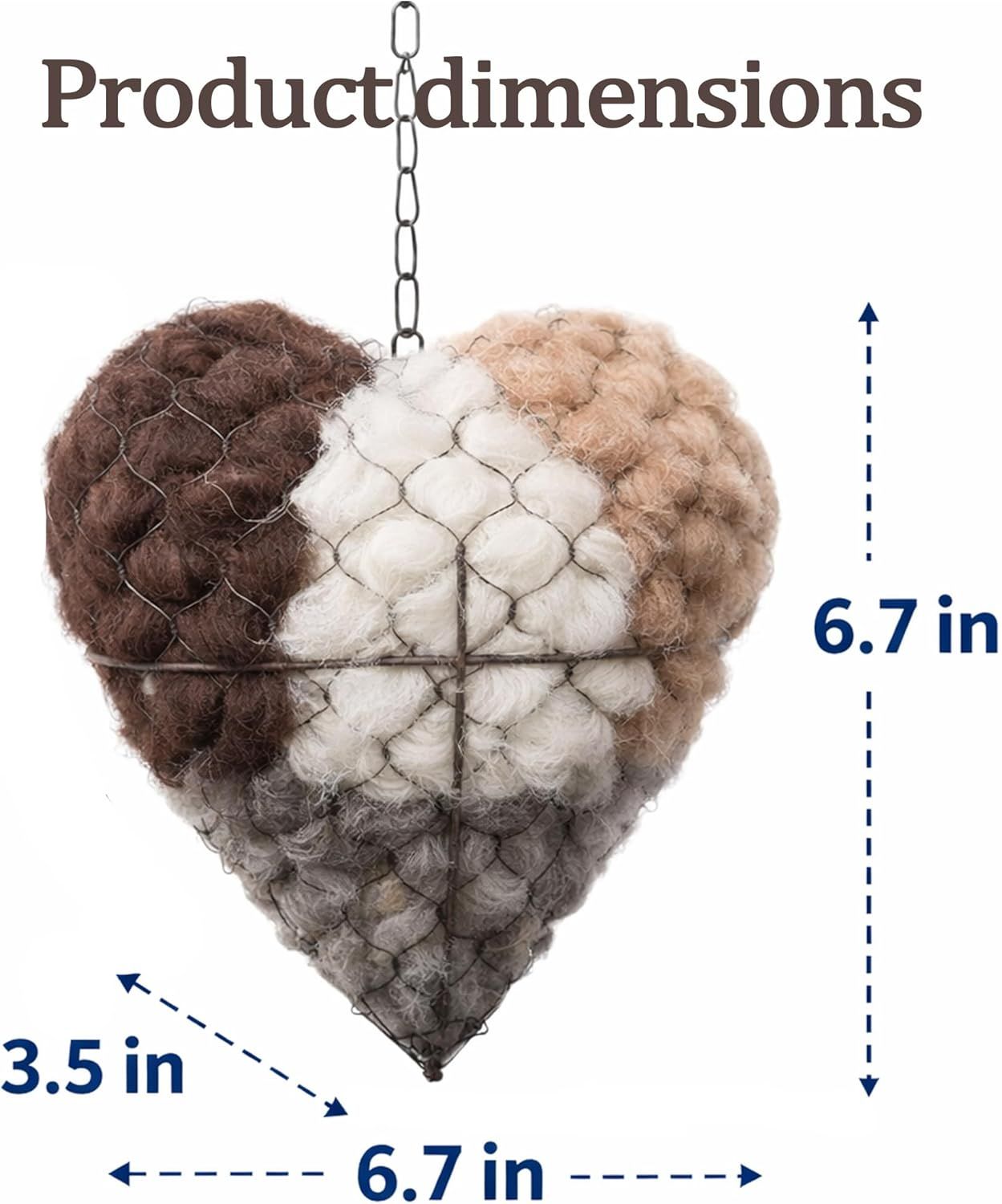 2PCS Alpaca Fiber Bird Nesting, Handmade Alpaca Fiber Bird Nesting Heart (Stuffable), 3 Bags of Nesting Materials, Warm Nests for Winter Birds, for Home Gardens and Wild Birds (2 PCS) - Image 6