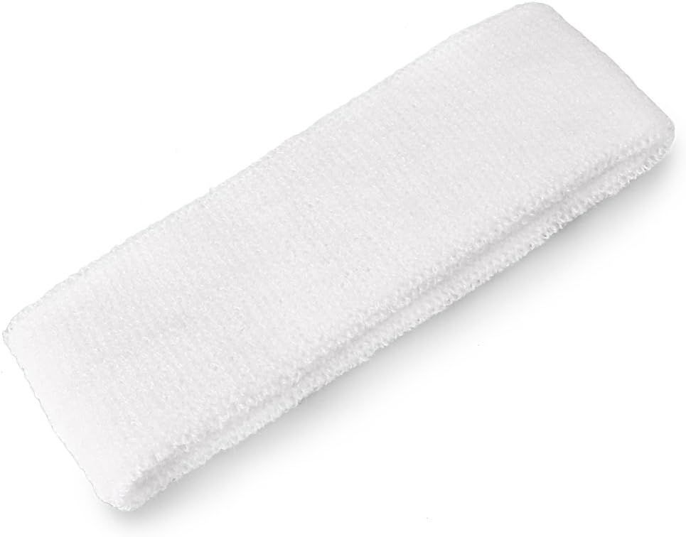 10 PCS White Unisex Sports Sweatband Headband Sweat Absorbing Terry Cloth Bands - Image 2