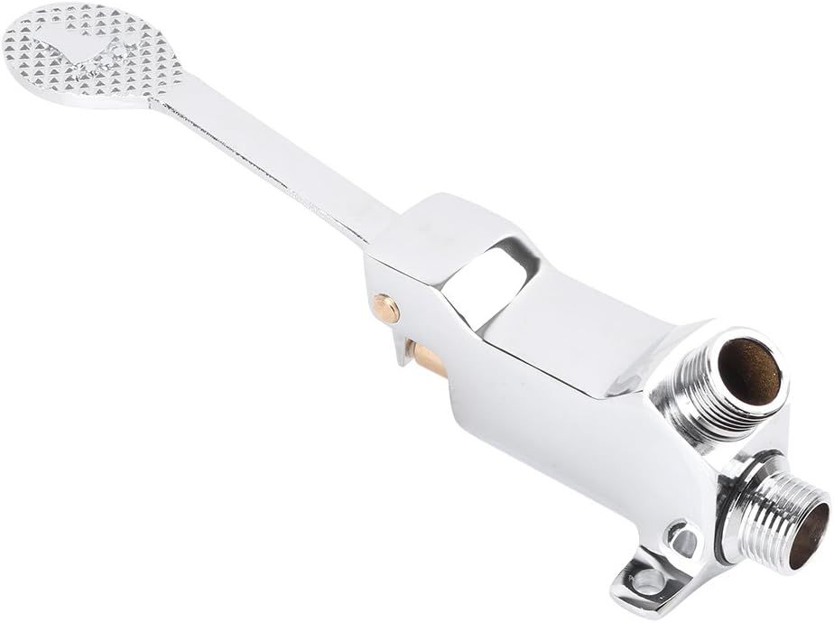 Single Foot Pedal Water Valve Copper Bathroom Faucet for Basin Water Tap Floor Mount Single Pedal Valve Silver - Image 1