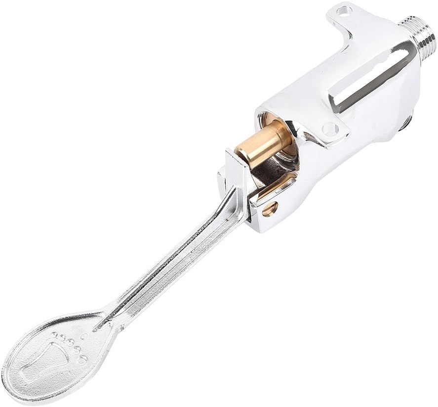 Single Foot Pedal Water Valve Copper Bathroom Faucet for Basin Water Tap Floor Mount Single Pedal Valve Silver - Image 3
