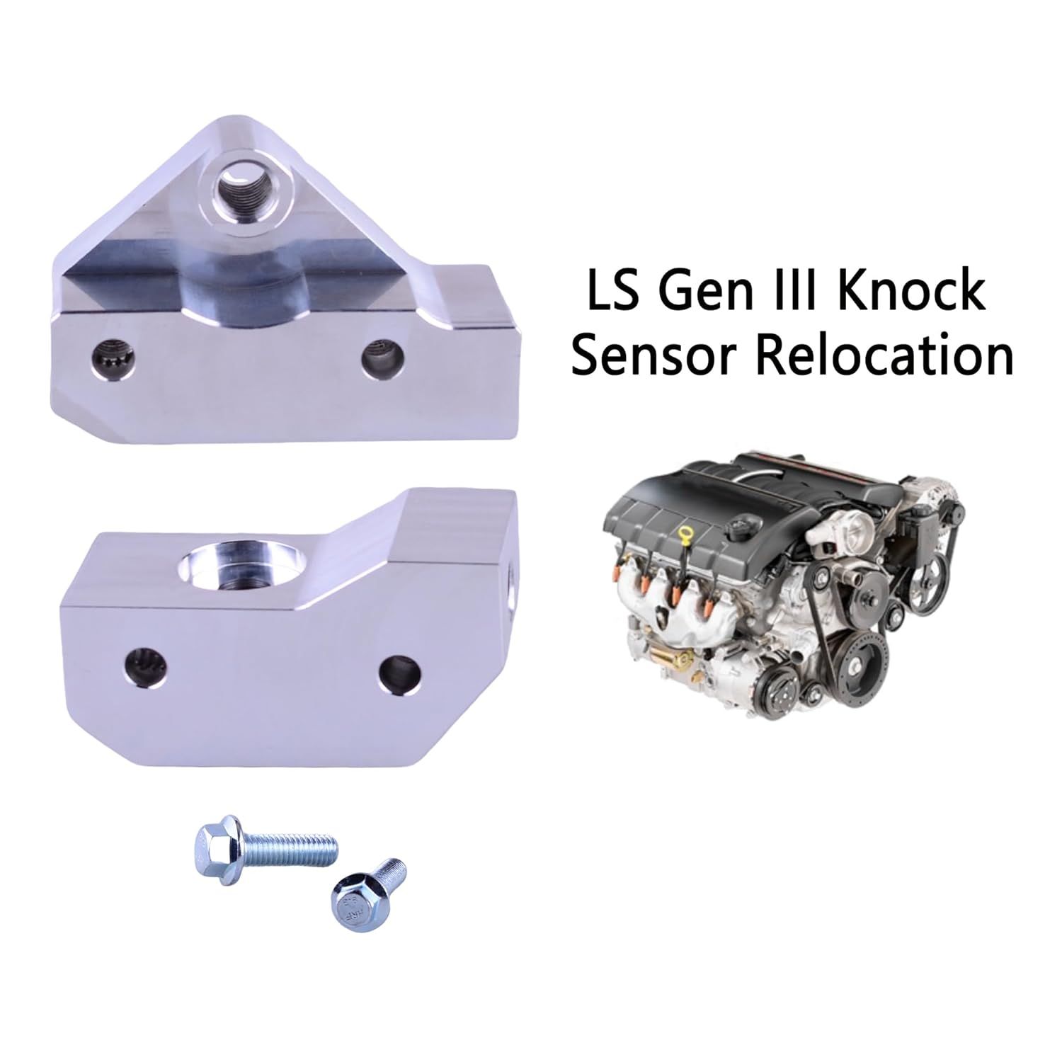 Knock Sensor Relocation Brackets Compatible for Chevy LS GM LS LS Gen 3 Engines LS1 LM7 LR4 LQ4 LS6 L59 LQ9 LM4 5 - Image 2