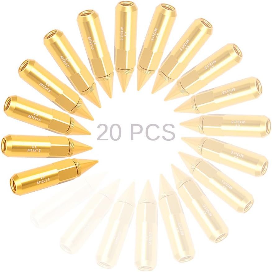 20Pcs Gold M12X1.5 60mm Extended Tuner Cap Spike Lug Nuts Set Compatible for Honda Acura Toyota Scion Subaru - Image 2