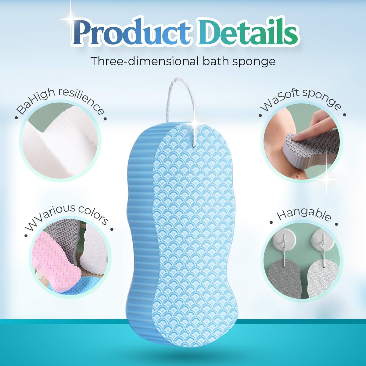 Magic Exfoliating Bath Sponge, Magic Exfoliating Body Scrubber Skin Friendly & Reusable for Adults Women and Men (4 Pcs) - Image 6