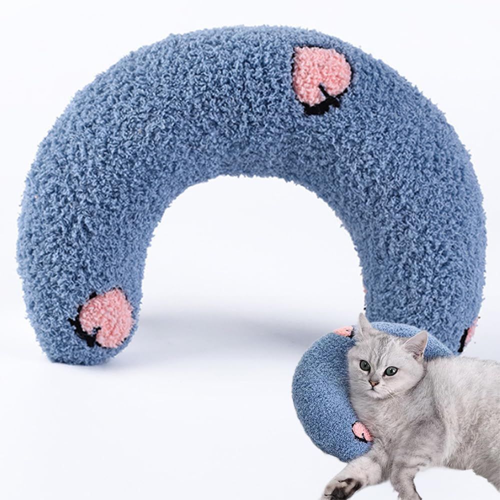 Calming Pillow for Dogs, Pet U Shape Calming Pillow Pet Neck Pillow Dog Calming Pillow for Small Dogs, Ultra Soft Fluffy Pet Calming Toy for Joint Relief Sleeping Improve Machine Washable (Blue-1) - Image 1