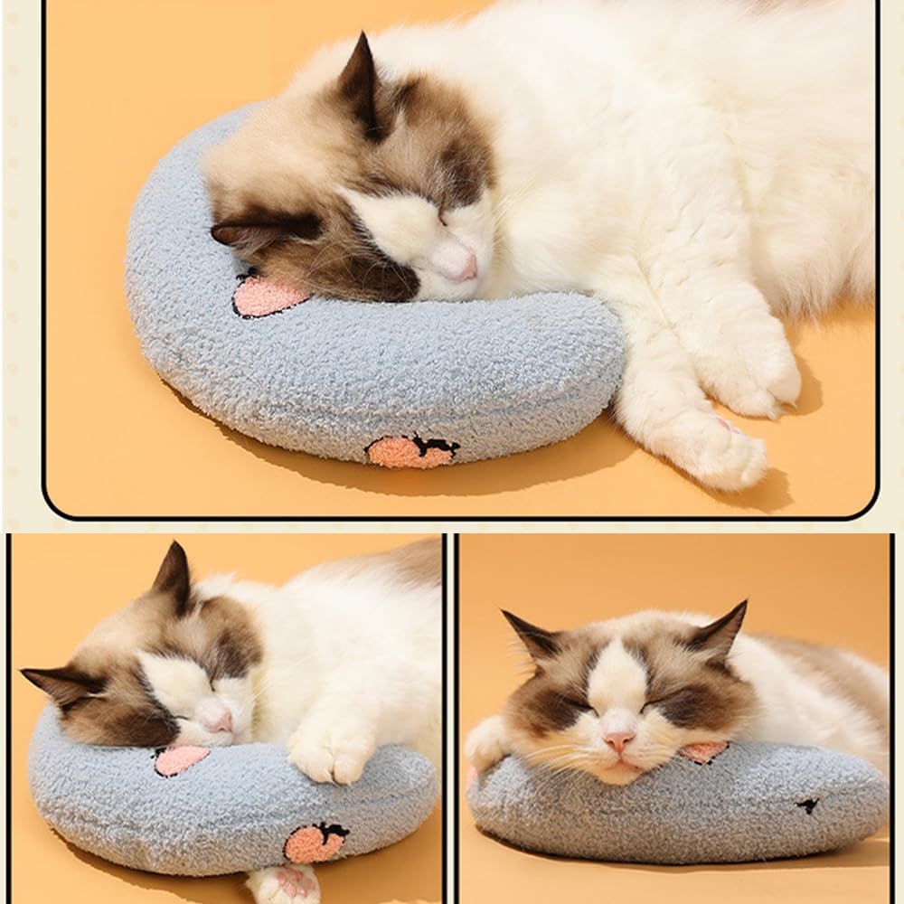 Calming Pillow for Dogs, Pet U Shape Calming Pillow Pet Neck Pillow Dog Calming Pillow for Small Dogs, Ultra Soft Fluffy Pet Calming Toy for Joint Relief Sleeping Improve Machine Washable (Blue-1) - Image 3