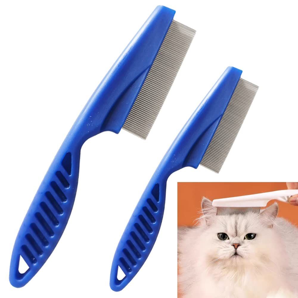 Multifunctional Pet Hair Comb, 2023 New Magic Pet Comb Dog Combs for Grooming, Stain Tear Removal Comb Stainless Steel Fine-Tooth Grooming Massage Comb for Dog Cat (1 Pair, Blue) - Image 1