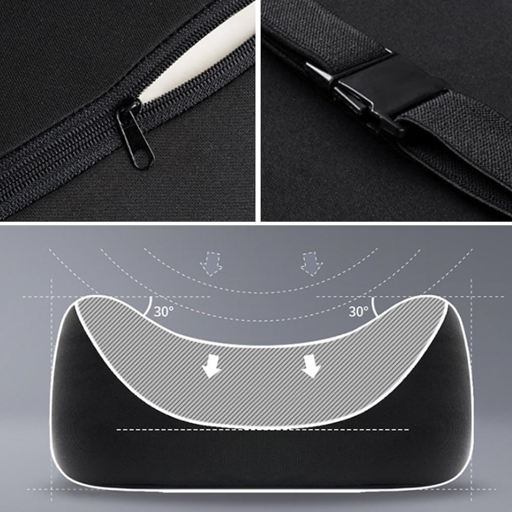 Car Headrest & Lumbar Support Cushion, Ergonomic Car Seat Headrest & Lumbar Cushion with Adjustable Strap for Neck Back Pain Relief, Car Head Rest and Lumbar Pillow Set (Black) - Image 2