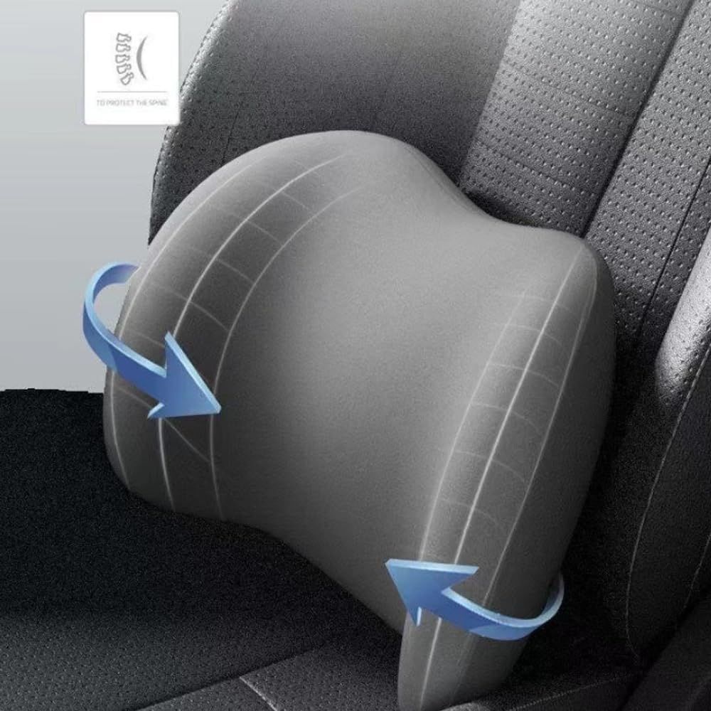 Car Headrest & Lumbar Support Cushion, Ergonomic Car Seat Headrest & Lumbar Cushion with Adjustable Strap for Neck Back Pain Relief, Car Head Rest and Lumbar Pillow Set (Black) - Image 6