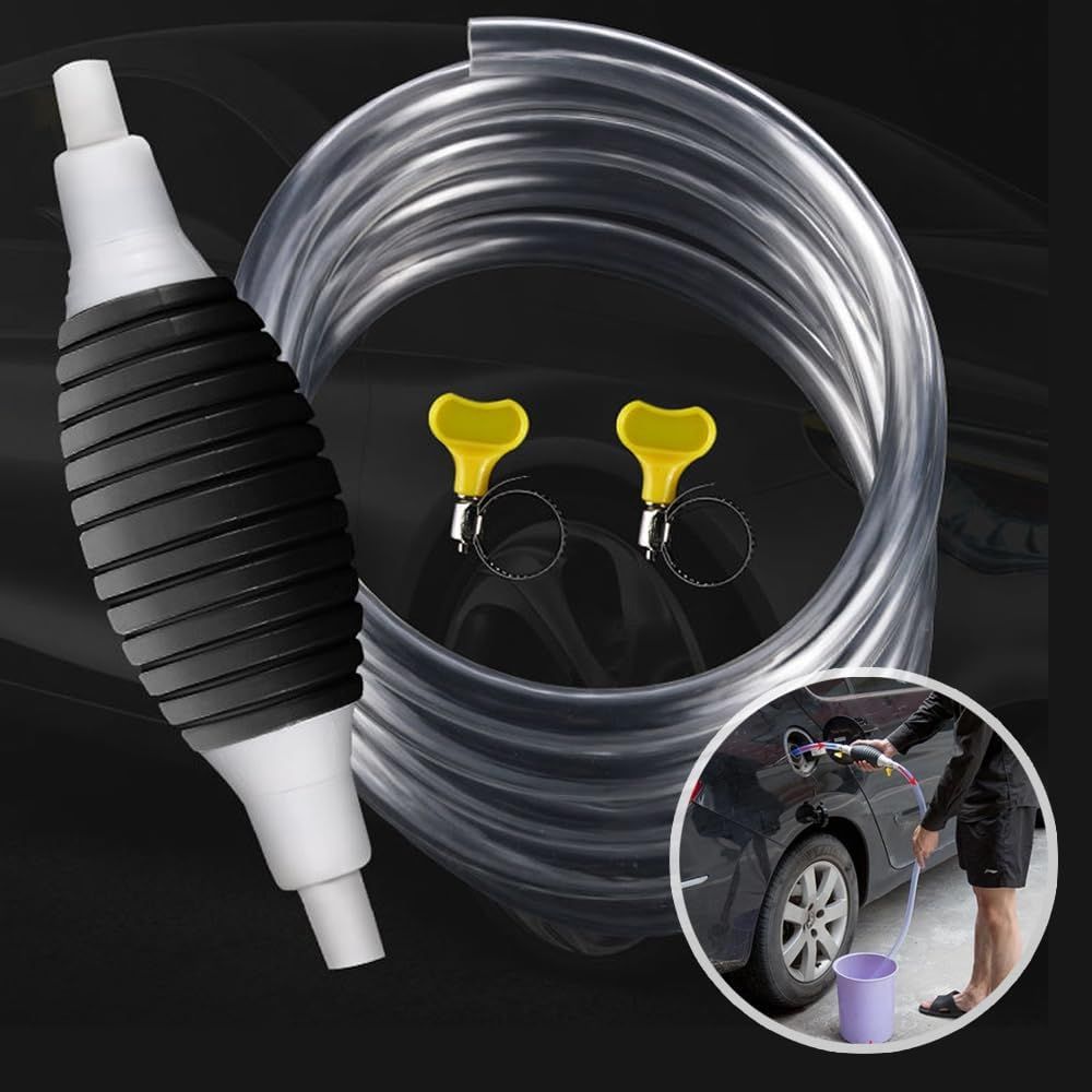 Multifunction Liquid Sucker Pump, Manual Fuel Transfer Pump Gasoline Transfer Pump, Portable Fuel Syphon Pump for Gas Gasoline Petrol Diesel Oil Liquid Water Fish Tank with 6.5Ft Syphon Hose - Image 1