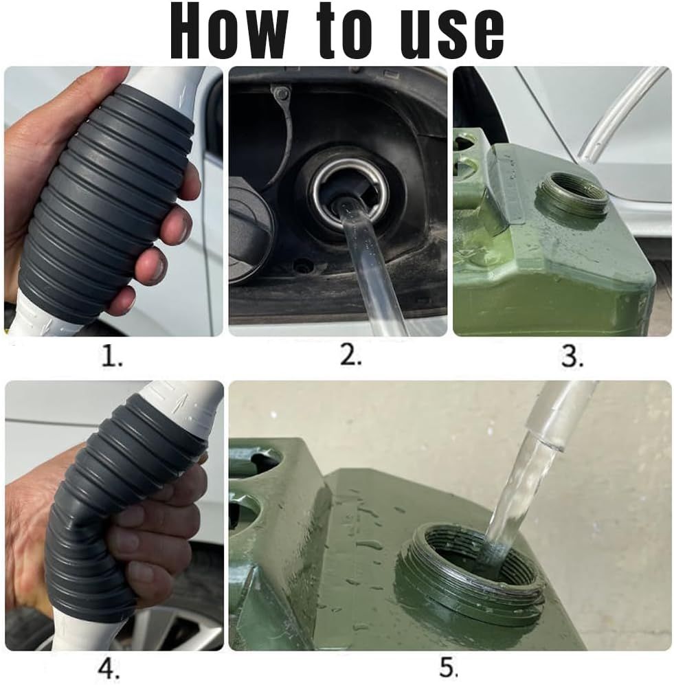 Multifunction Liquid Sucker Pump, Manual Fuel Transfer Pump Gasoline Transfer Pump, Portable Fuel Syphon Pump for Gas Gasoline Petrol Diesel Oil Liquid Water Fish Tank with 6.5Ft Syphon Hose - Image 5