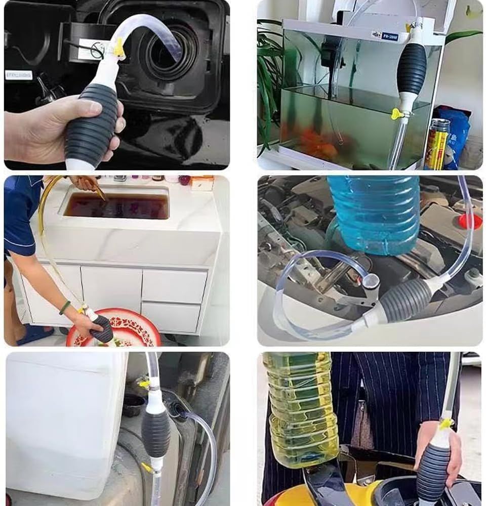 Multifunction Liquid Sucker Pump, Manual Fuel Transfer Pump Gasoline Transfer Pump, Portable Fuel Syphon Pump for Gas Gasoline Petrol Diesel Oil Liquid Water Fish Tank with 6.5Ft Syphon Hose - Image 6