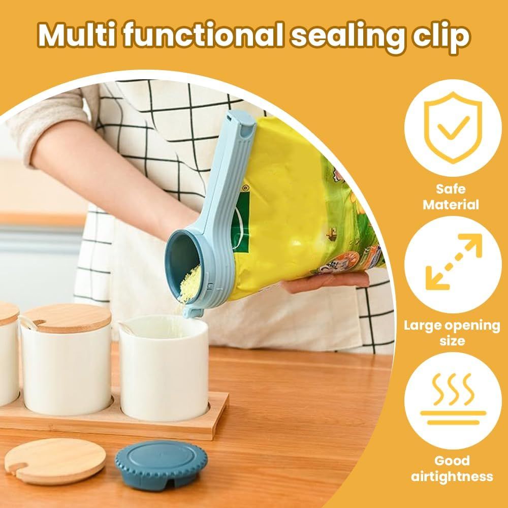 Bag Clip with Pour Spout, Food Bag Sealing Clip, Reusable Plastic Cap Sealer for Snack (2) - Image 3