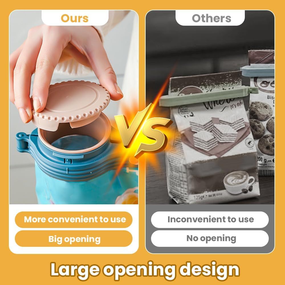 Bag Clip with Pour Spout, Food Bag Sealing Clip, Reusable Plastic Cap Sealer for Snack (2) - Image 6