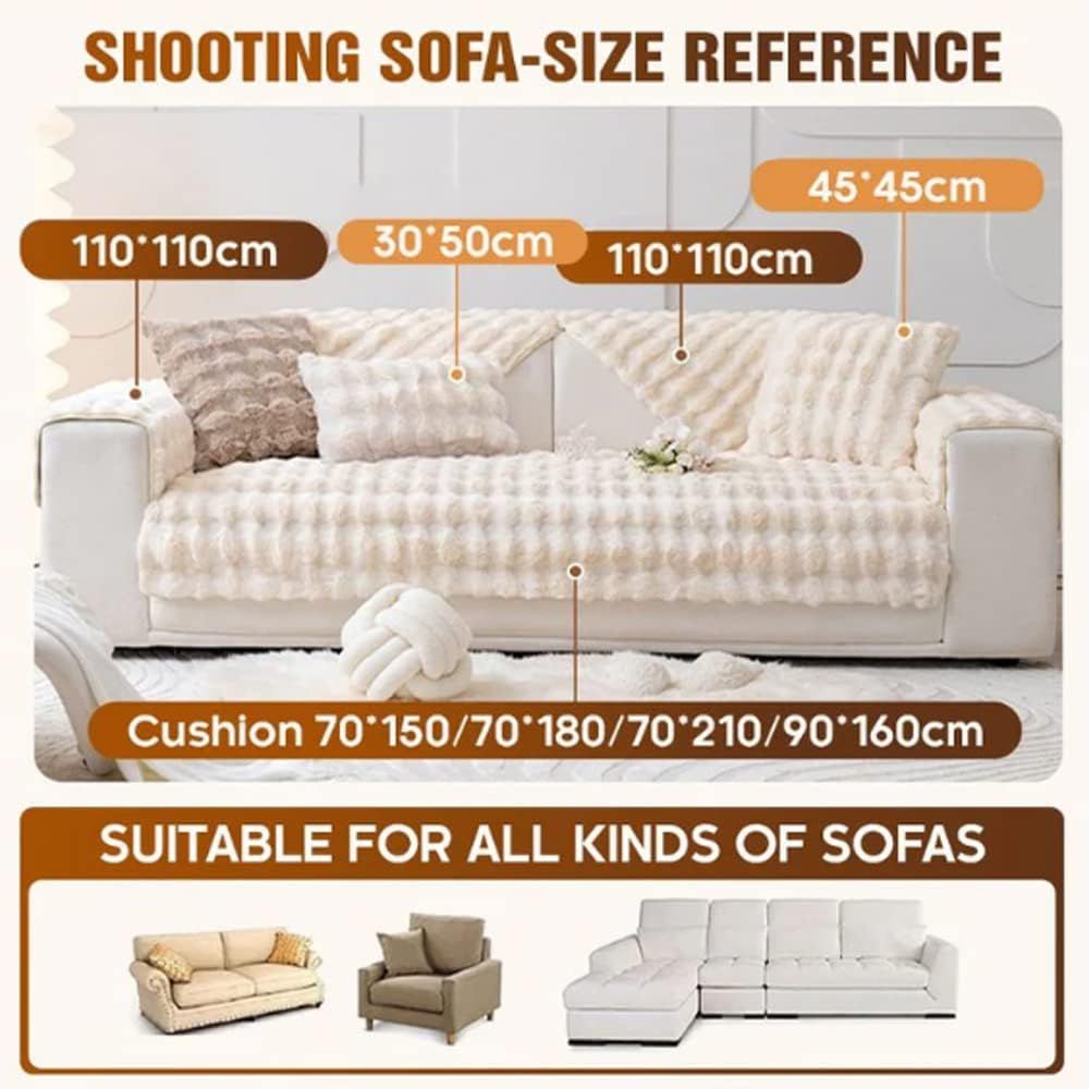 Super Soft Plush Non-Slip Sofa Cushion Covers, Thick Rabbit Plush Sofa Cushion Super Soft Faux Fur Throw Pillow Cover, Fluffy Couch Cushion Covers (Dark Grey, Sofa Cushion 110 * 110cm) - Image 2