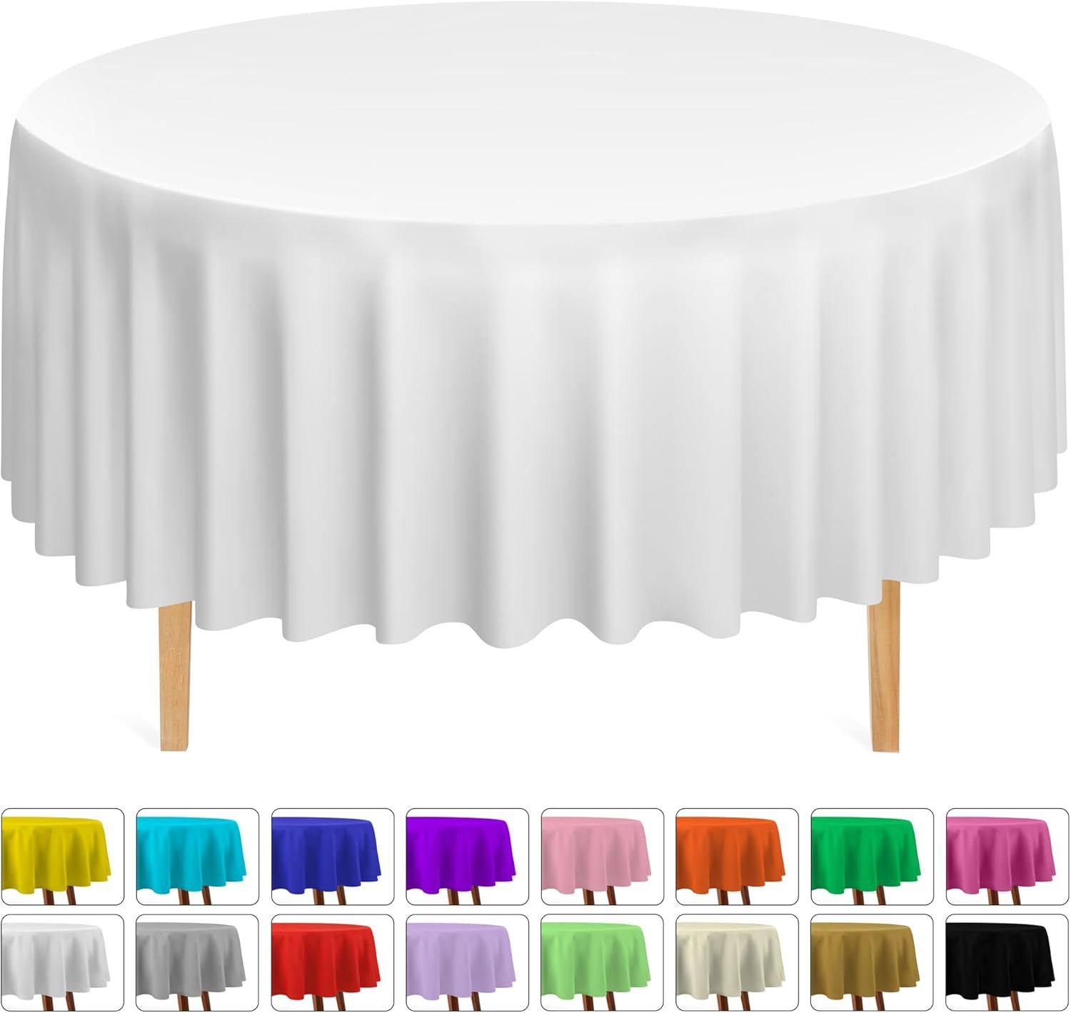 48 Round Tablecloths -BPA- Free Plastic, 84 inch, Dining Table Cover, White - Image 1
