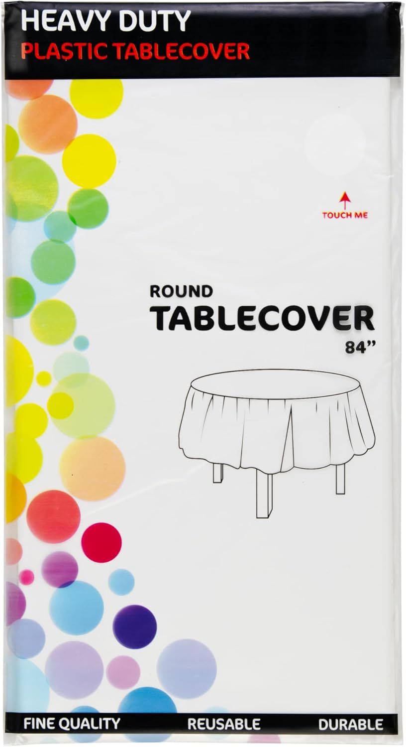 48 Round Tablecloths -BPA- Free Plastic, 84 inch, Dining Table Cover, White - Image 2